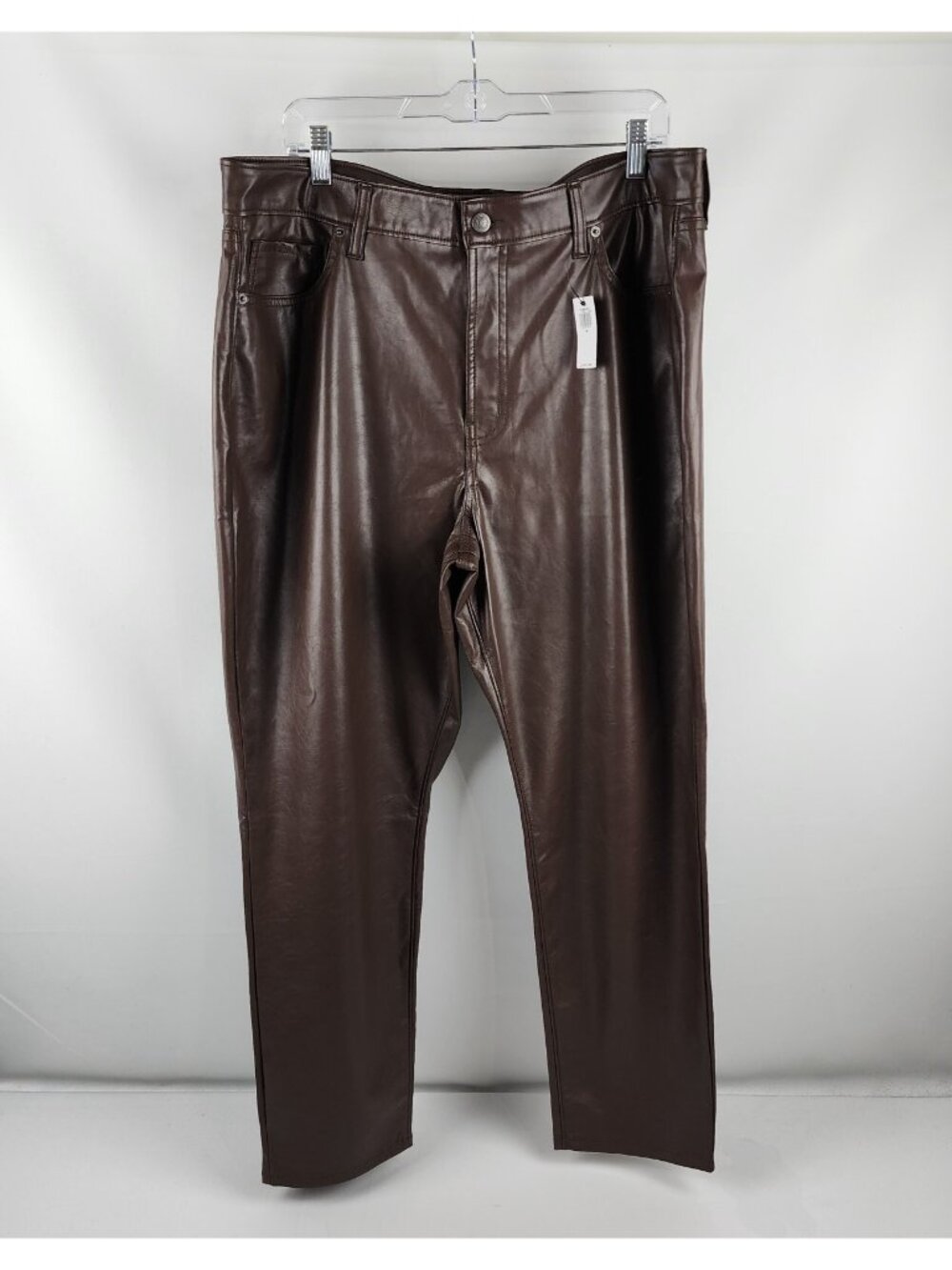 Old Navy Pants Women 18 Brown OG Straight Faux Leather (38x28) NWT